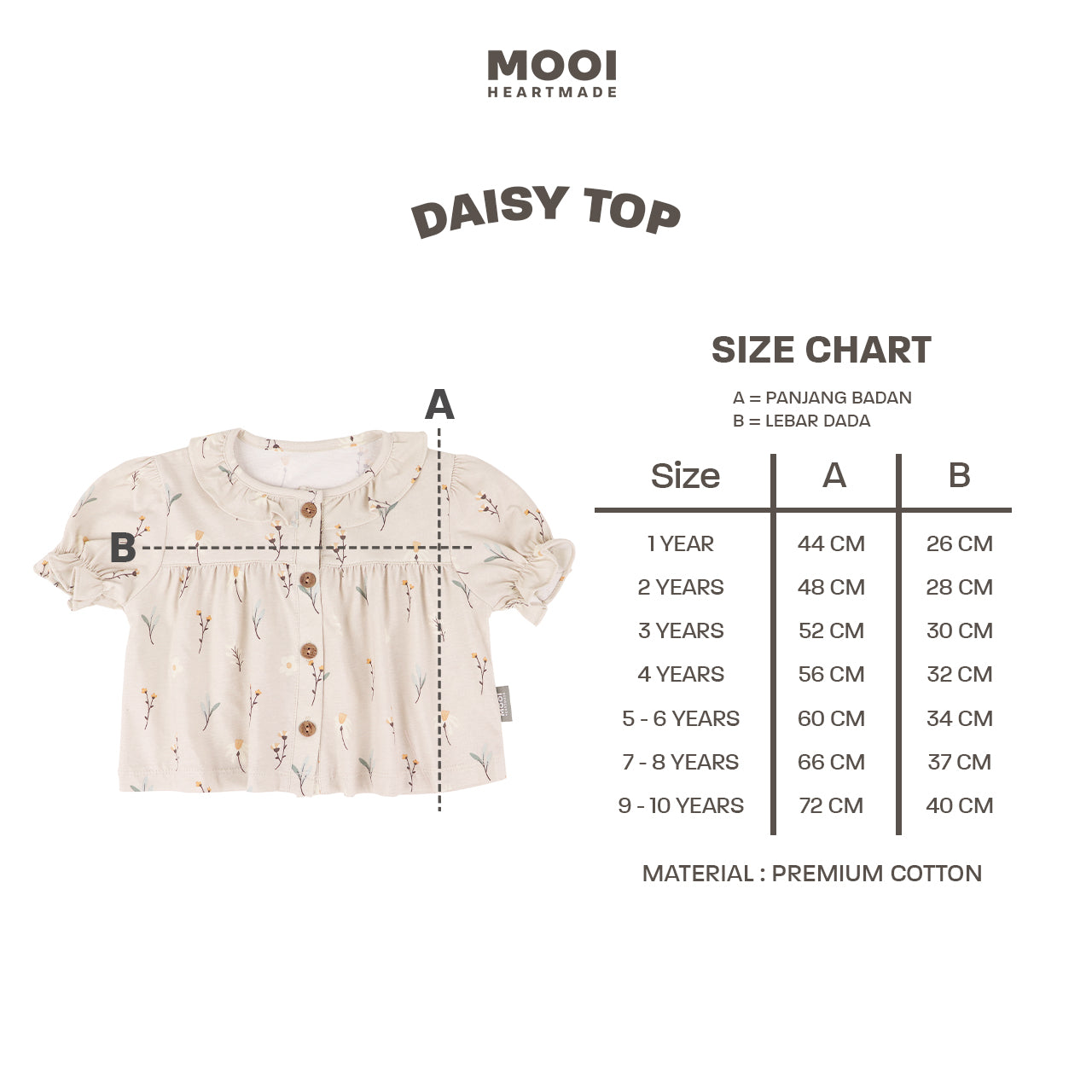 Mooi Atasan Anak Perempuan Daisy Top