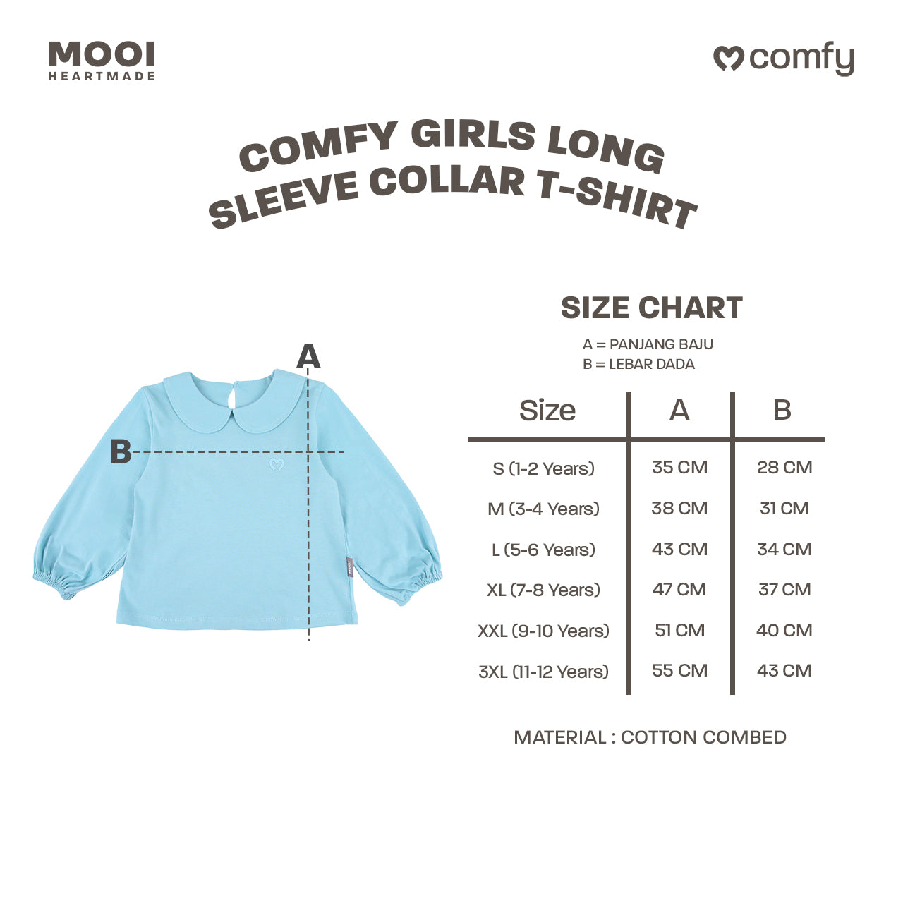 Mooi Atasan Anak Perempuan Comfy Girls Long Sleeve Collar