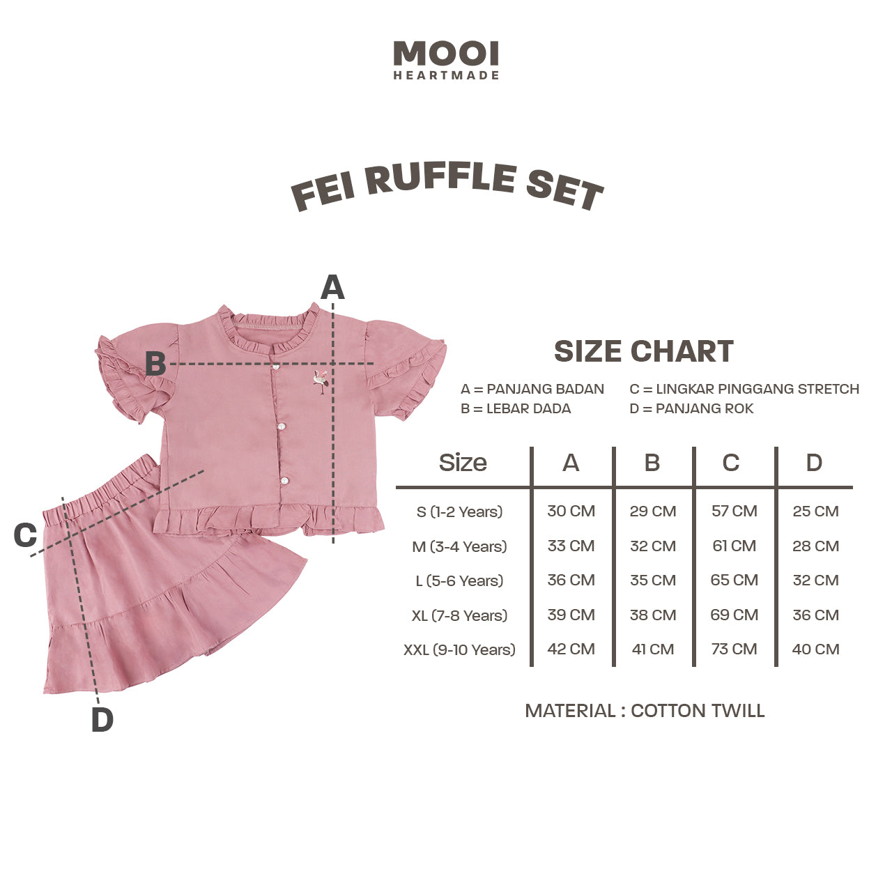 Mooi Setelan Anak Perempuan Fei Ruffle Set