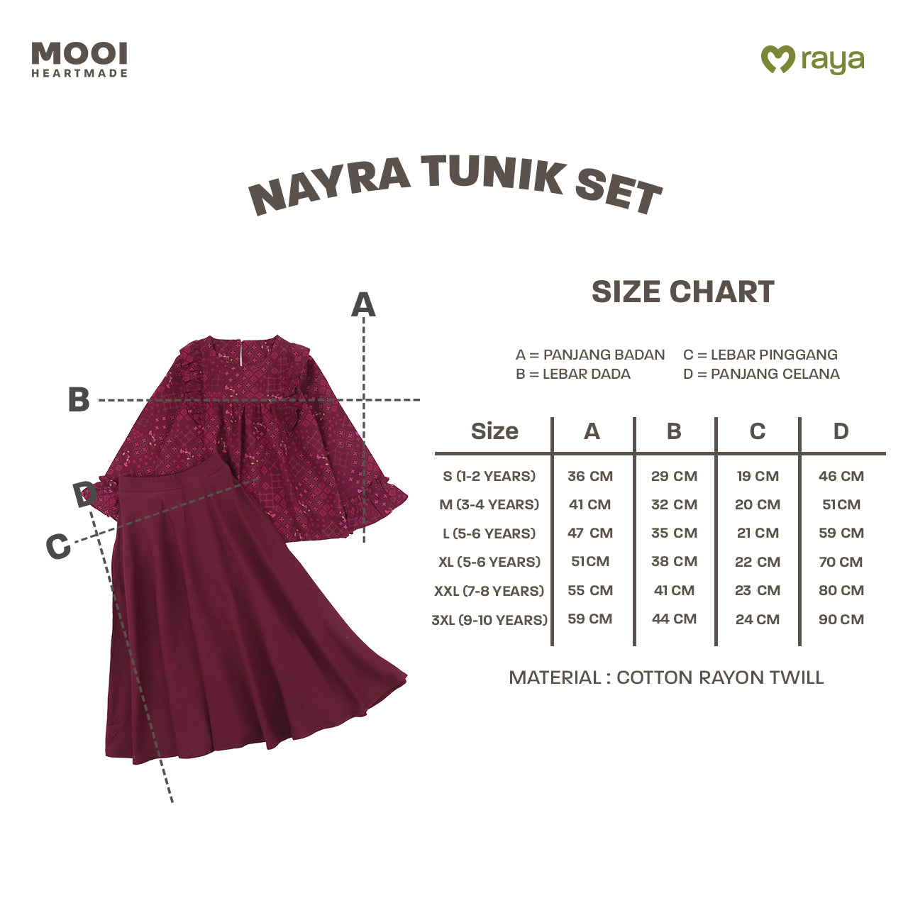 Mooi Setelan Anak Perempuan Raya Collection Nayra Tunik Set Zeina Series