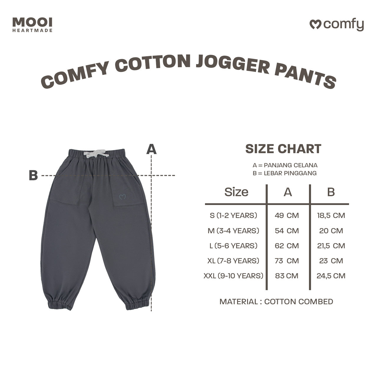 Mooi Celana Jogger Anak Comfy Cotton Jogger Pants Kids