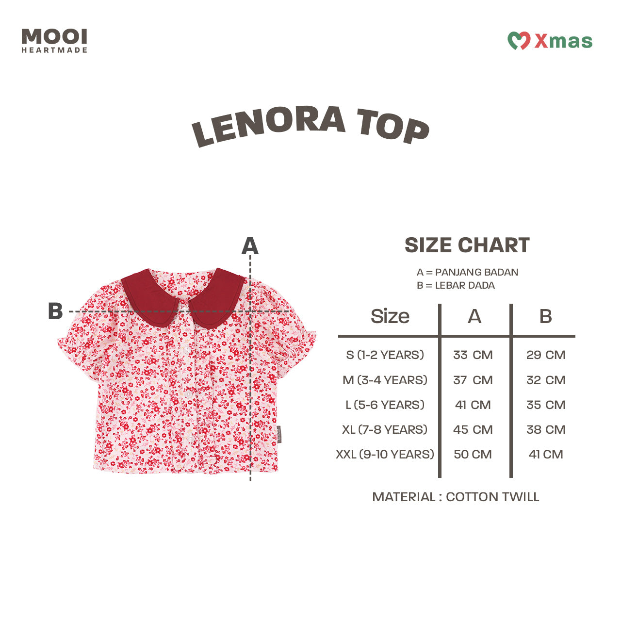 Mooi Atasan Anak Perempuan Christmas Collection Lenora Top