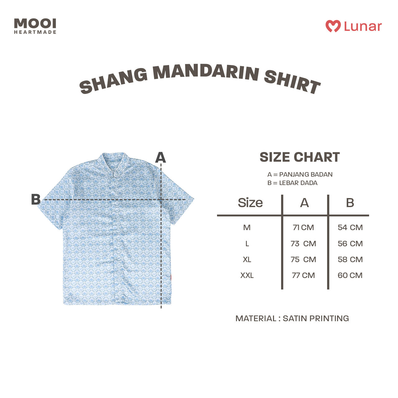 Mooi Kemeja Dewasa Lunar Collection Shang Mandarin Shirt Adult