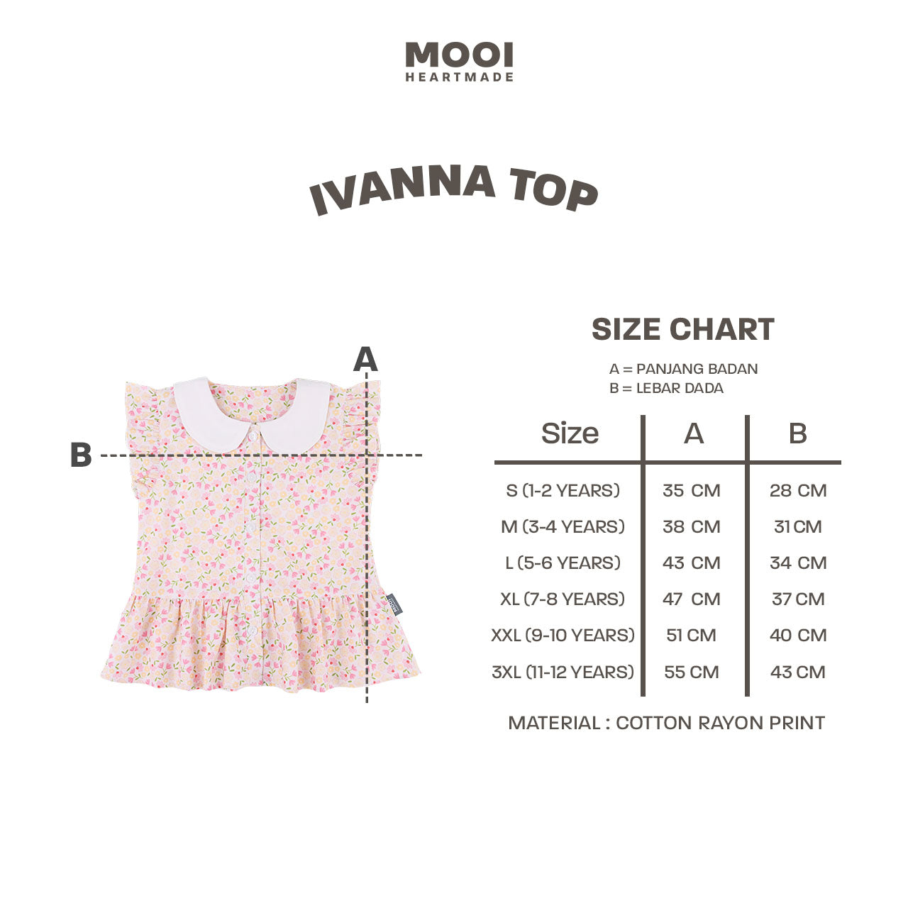 Mooi Atasan Anak Perempuan Ivanna Top