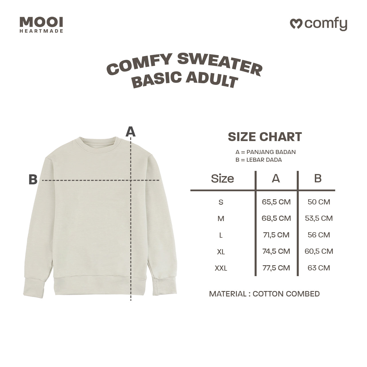 Mooi Sweater Dewasa Unisex Comfy Sweater Basic Adult