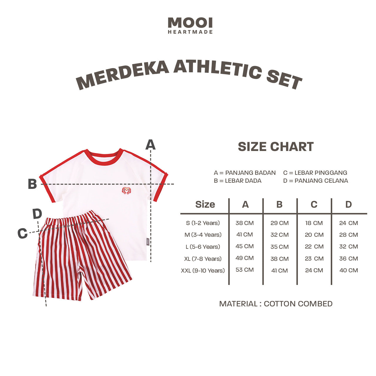 Mooi Merdeka Kaos Kemerdekaan 17 Agustus Setelan Anak Merdeka Athletic Set