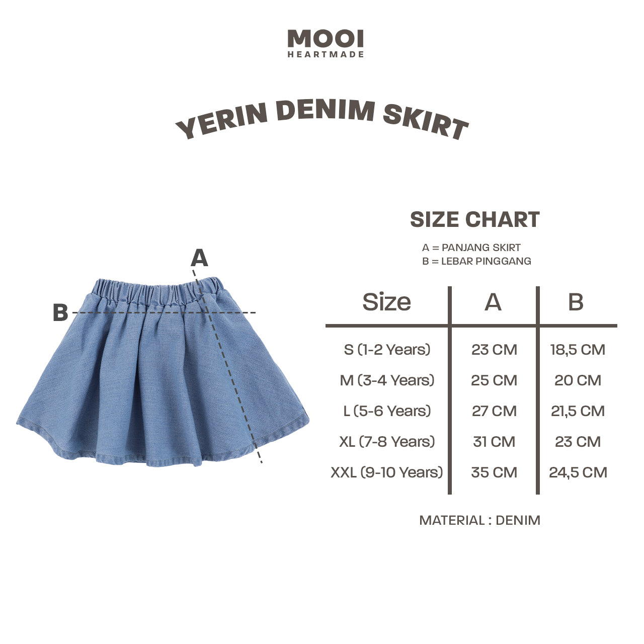Mooi Rok Jeans Anak Perempuan Yerin Denim Skirt