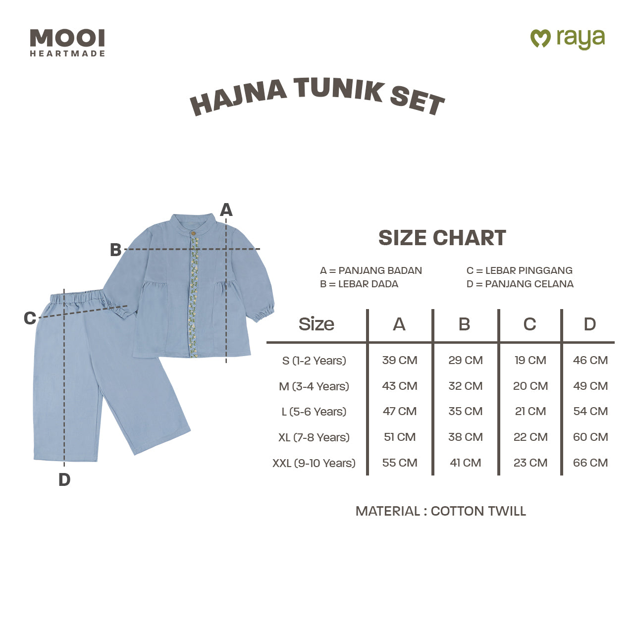 Mooi Setelan Anak Perempuan Hajna Tunik Set