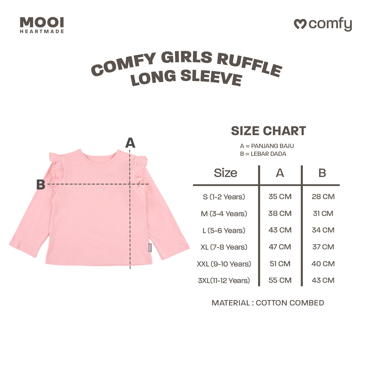 Mooi Atasan Anak Perempuan Comfy Girls Ruffle Long Sleeve