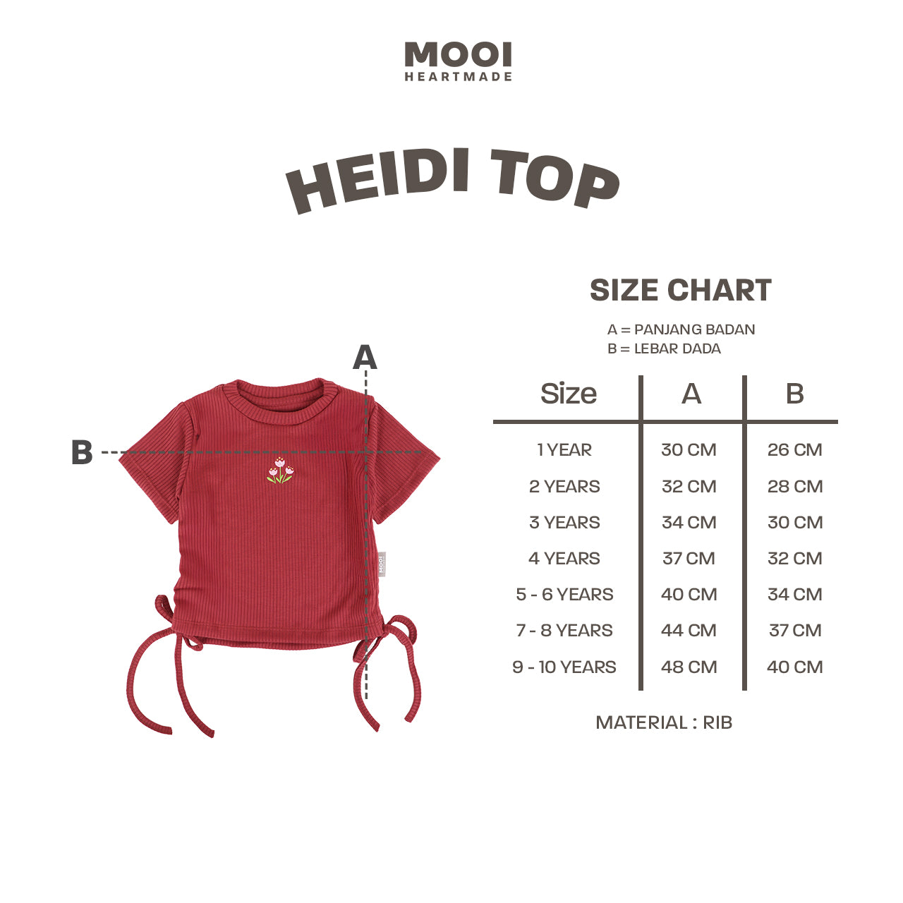 Mooi Atasan Anak Perempuan Heidi Top