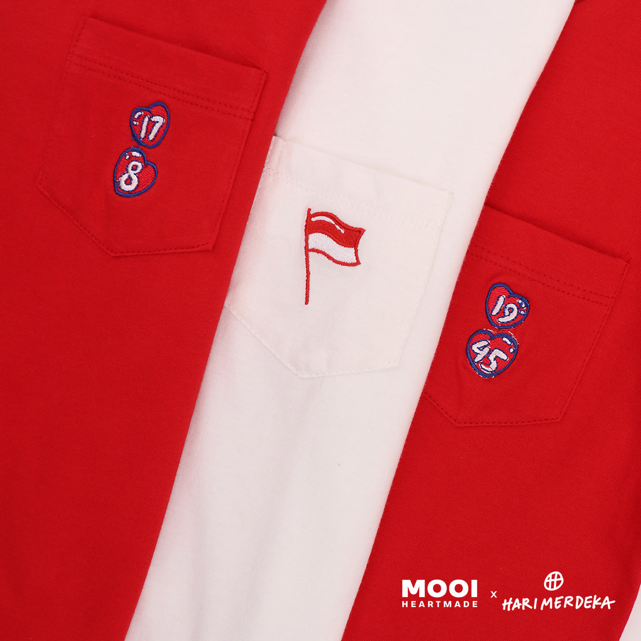 Mooi x Hari Merdeka Kaos Kemerdekaan Setelan Anak Pocket Tee Set Kemerdekaan