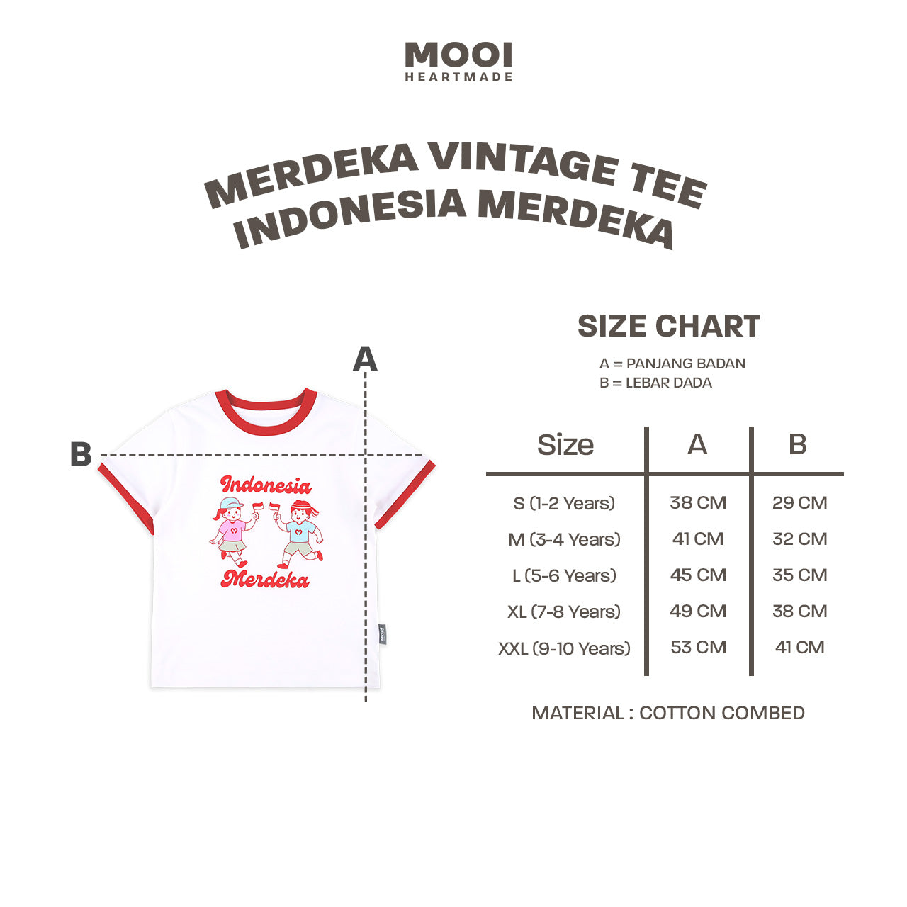Mooi Merdeka Kaos Kemerdekaan 17 Agustus T-shirt Anak Merdeka Vintage Tee Indonesia Merdeka