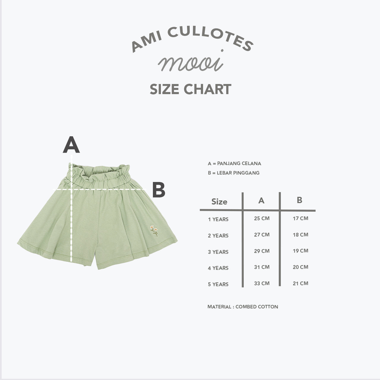 Mooi Celana Pendek Anak Perempuan Ami Cullotes Pants V1