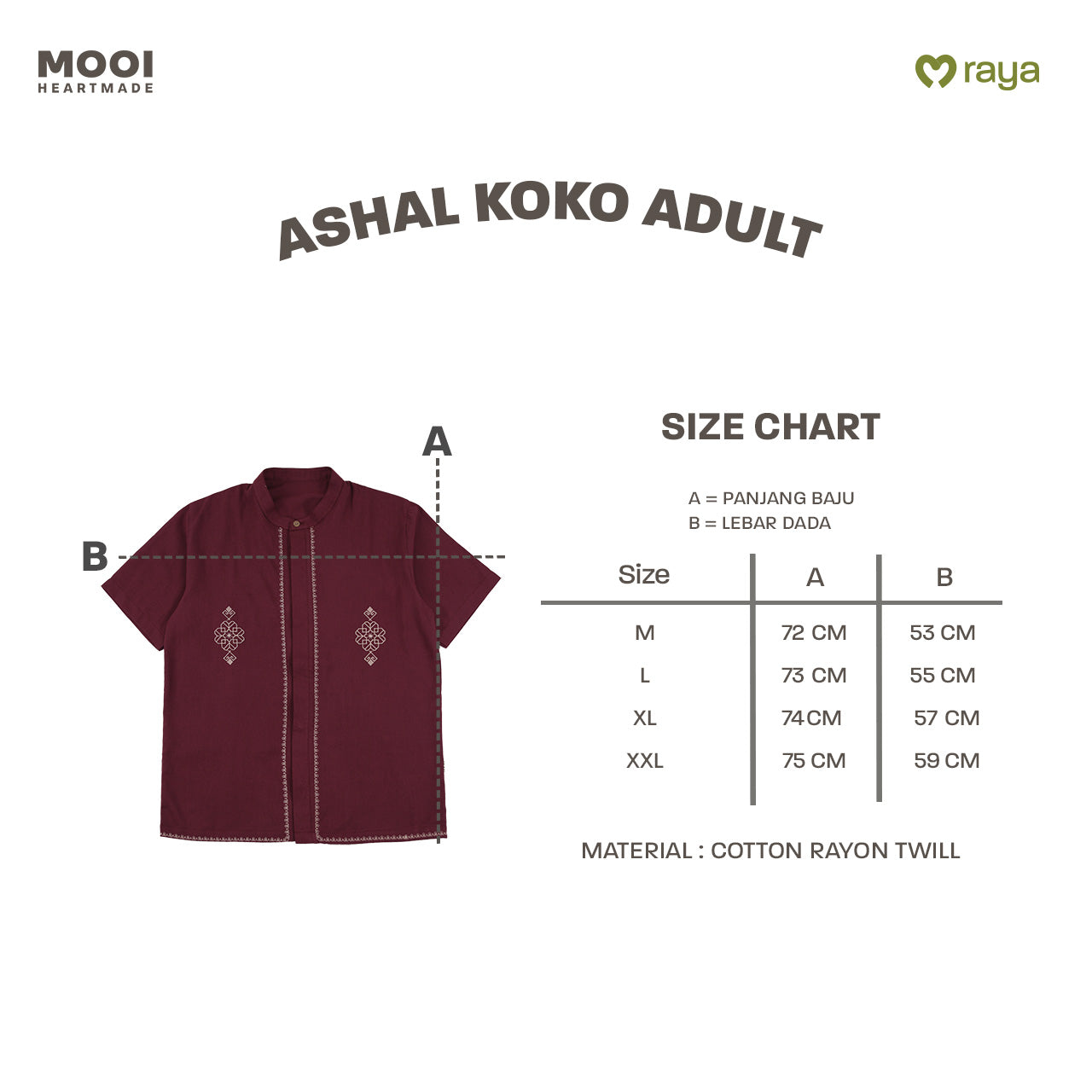 Mooi Atasan Pria Kemeja Pria Raya Collection Ashal Koko
