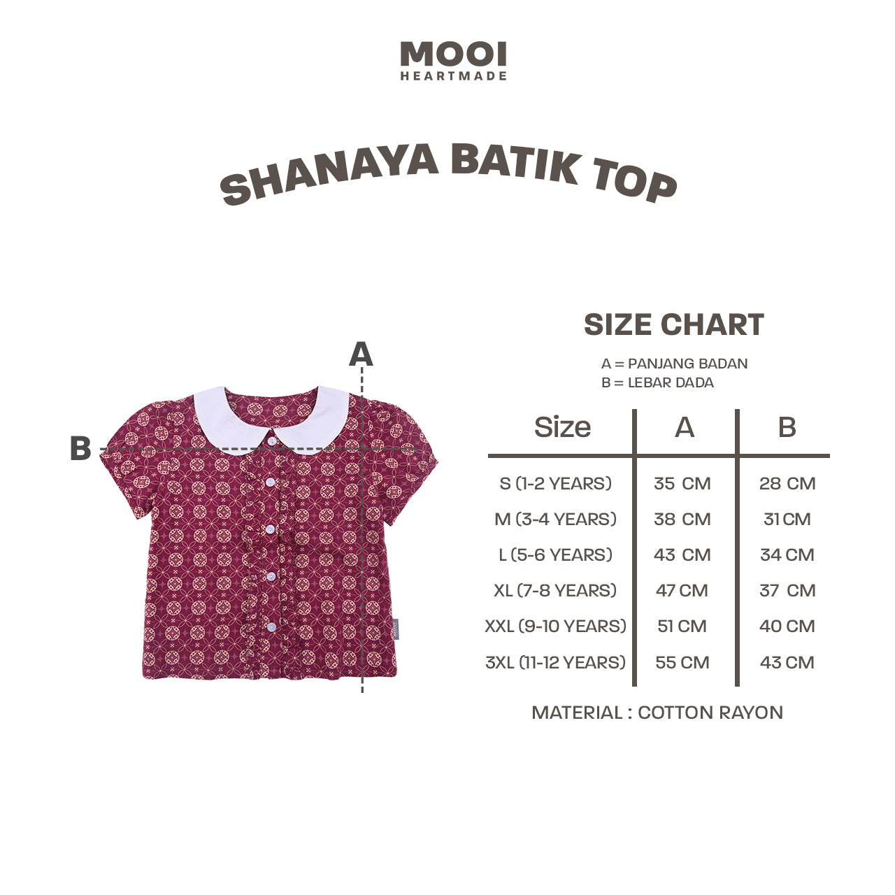 Mooi Atasan Batik Anak Perempuan Shanaya Batik Top