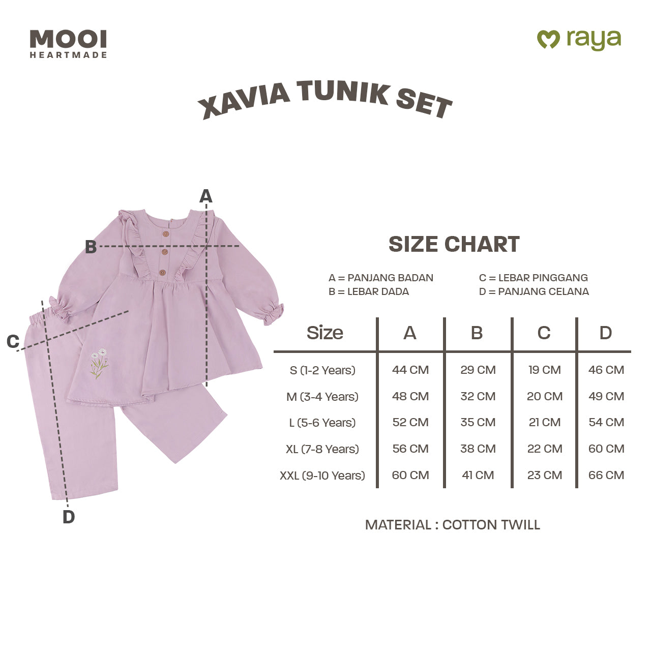 Mooi Setelan Anak Perempuan Xavia Tunik Set