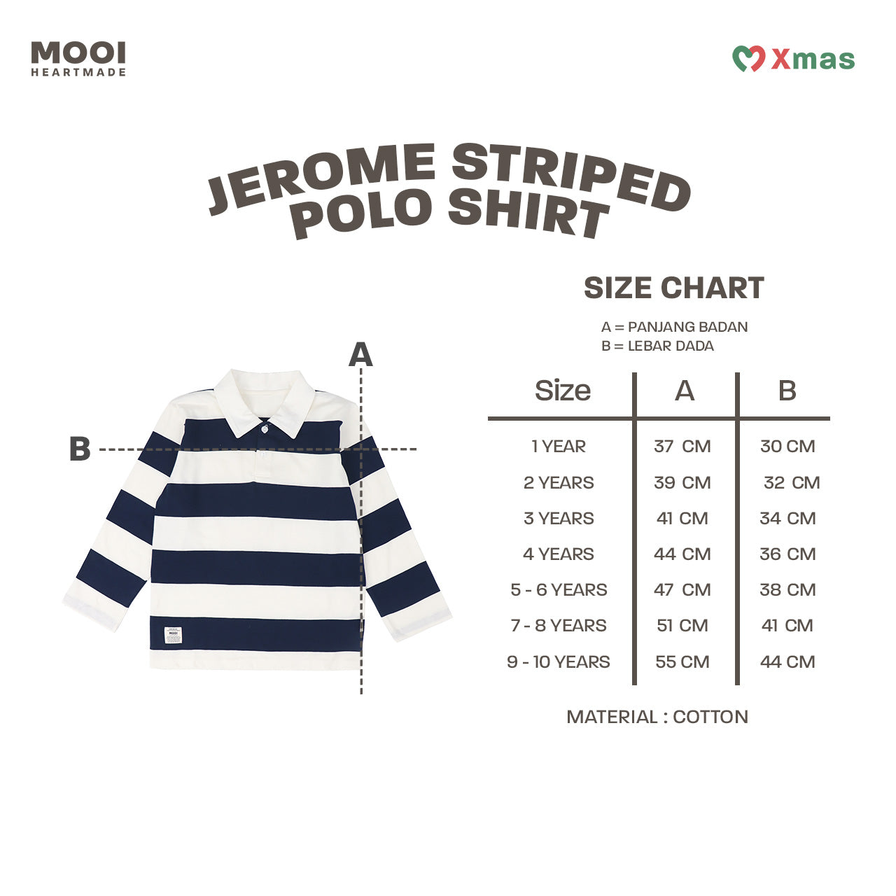 Mooi Kemeja Anak Laki-laki Christmas Collection Jerome Striped Polo Shirt