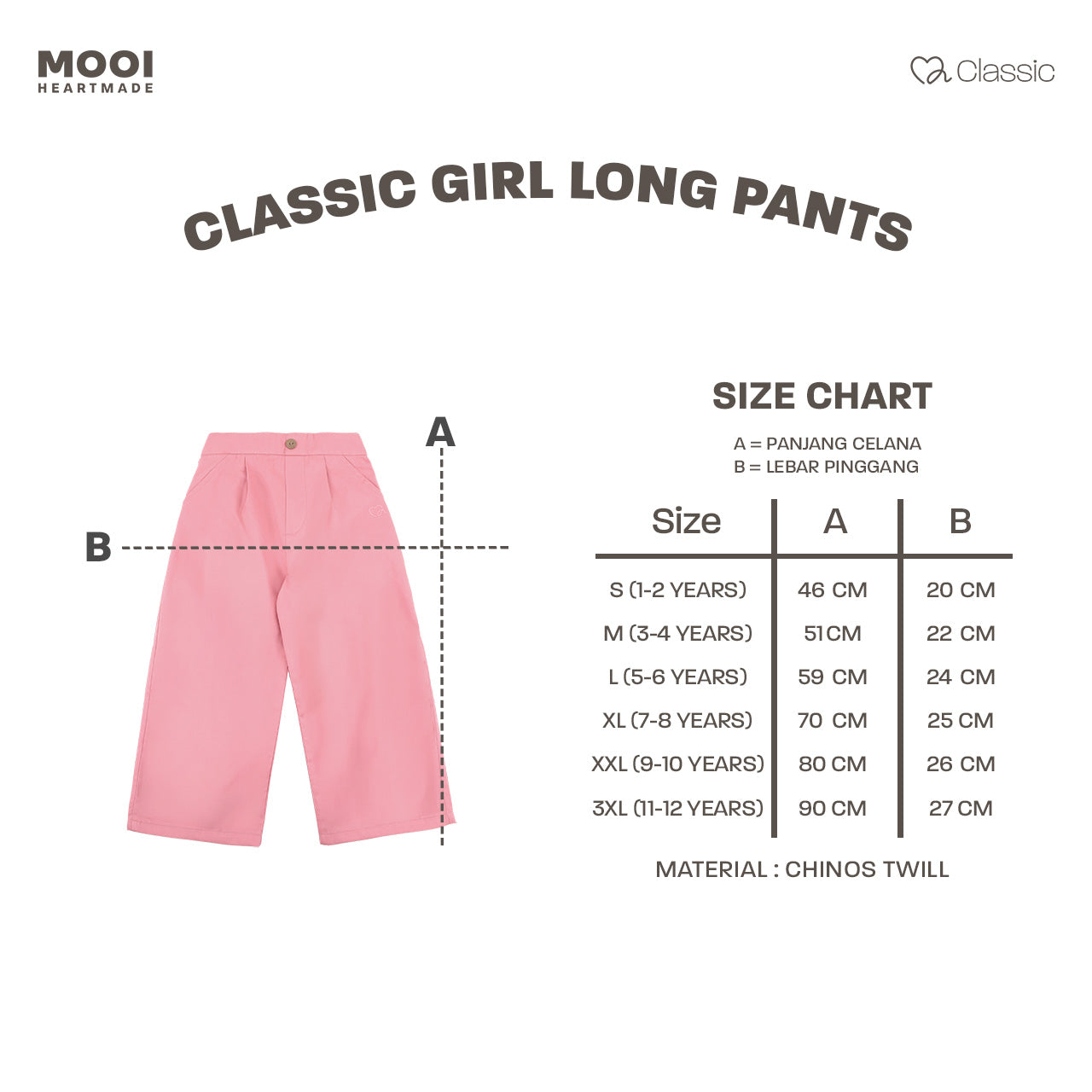 Mooi Celana Panjang Anak Perempuan Classic Girls Long Pants