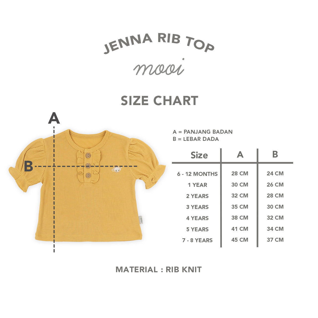 Mooi Atasan Anak Perempuan Jenna Rib Top