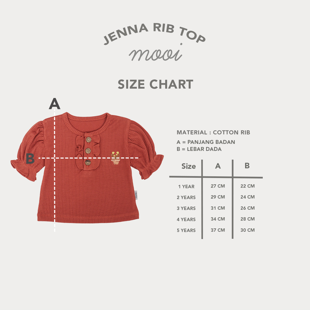 Mooi Atasan Anak Perempuan Jenna Rib Top V.1