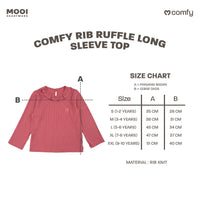 Mooi Atasan Lengan Panjang Anak Perempuan Comfy Rib Ruffle Long Sleeve Top