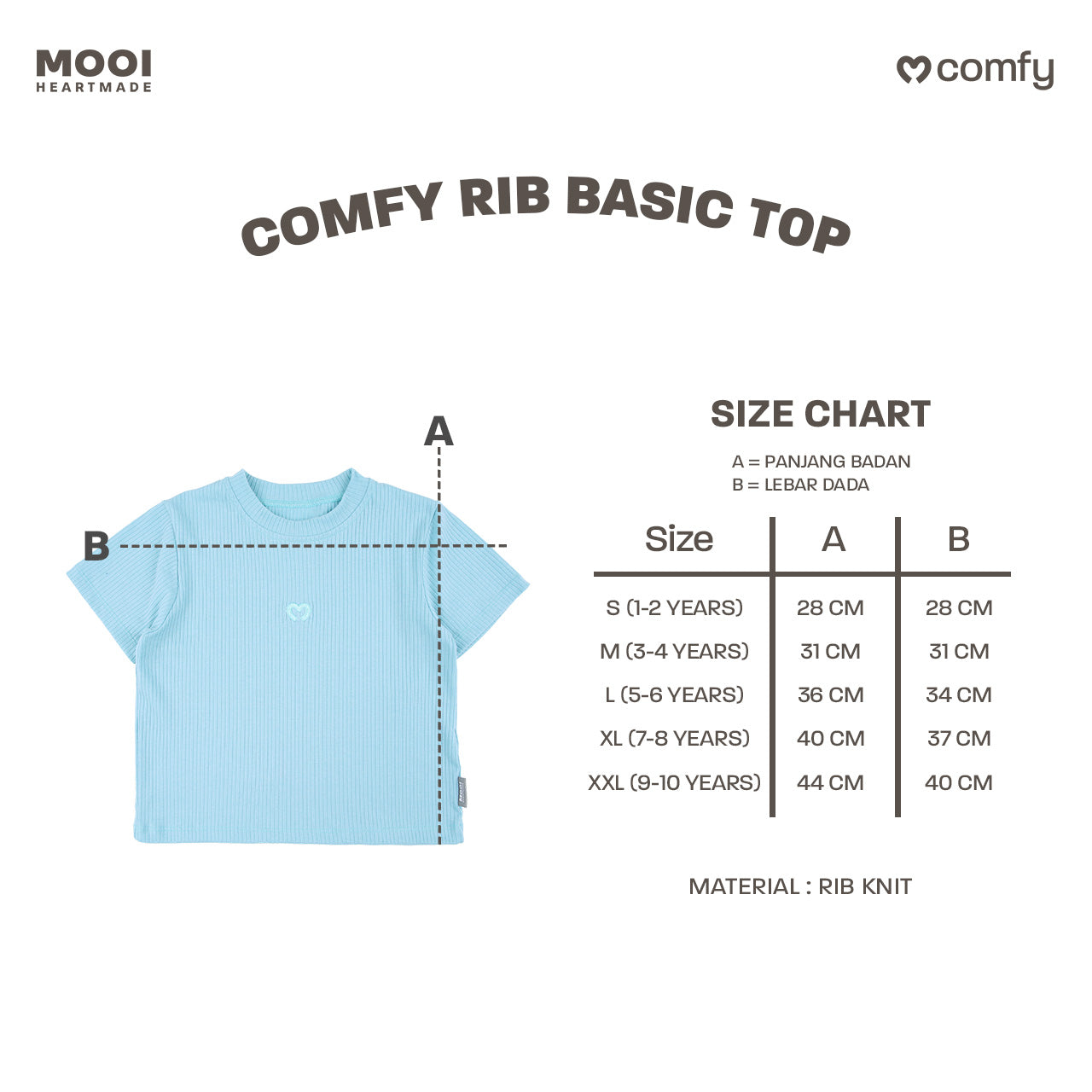 Mooi Atasan Anak Perempuan Comfy Rib Basic Top