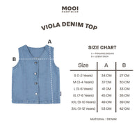Mooi Atasan Anak Perempuan Viola Denim Top