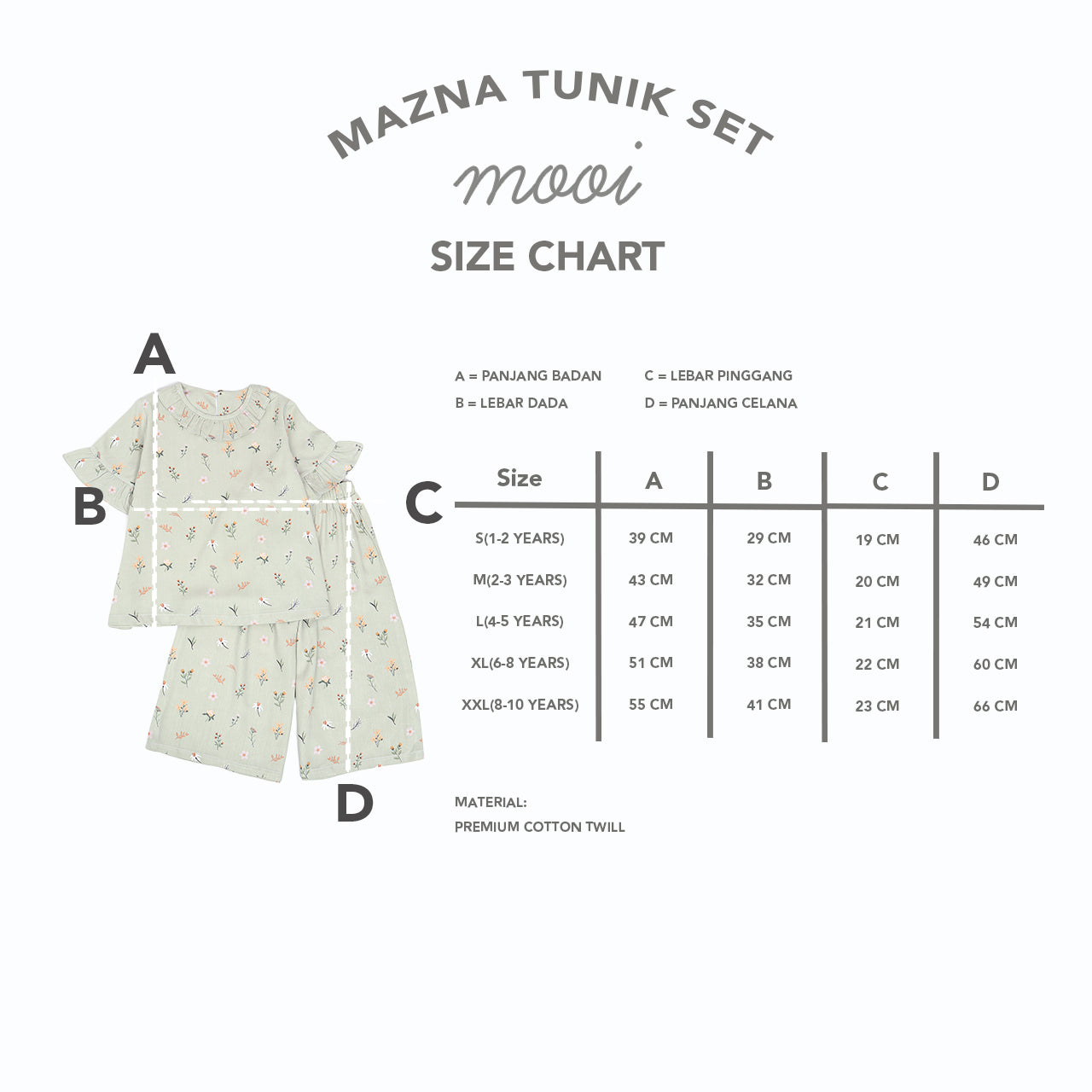 Mooi Setelan Anak Perempuan Mazna Tunik Set