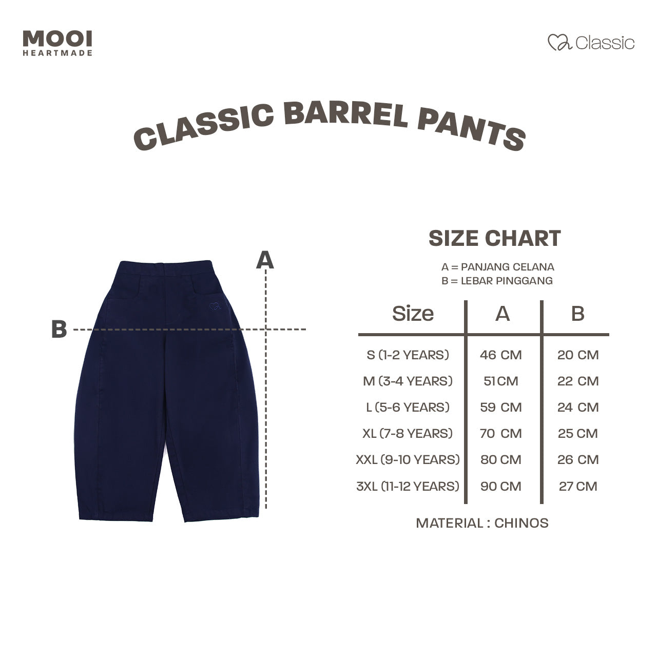 Mooi Celana Panjang Anak Perempuan Classic Barrel Pants