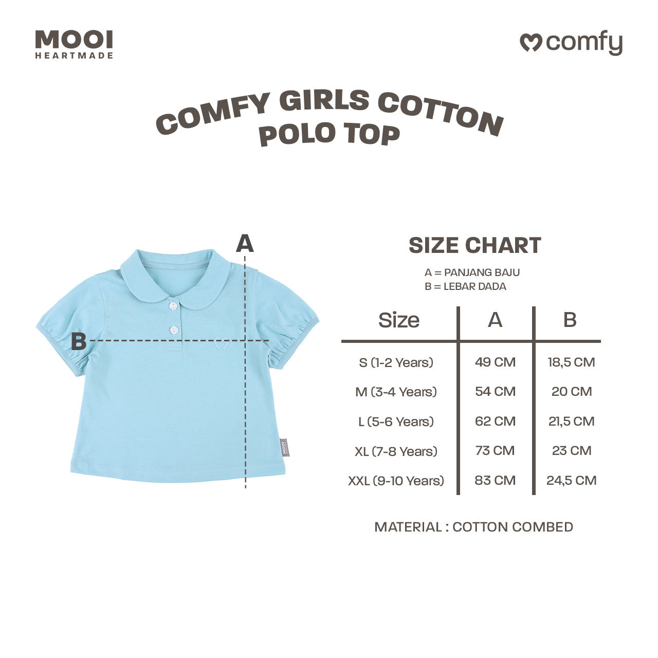 Mooi Atasan Anak Perempuan Comfy Girls Cotton Polo Top