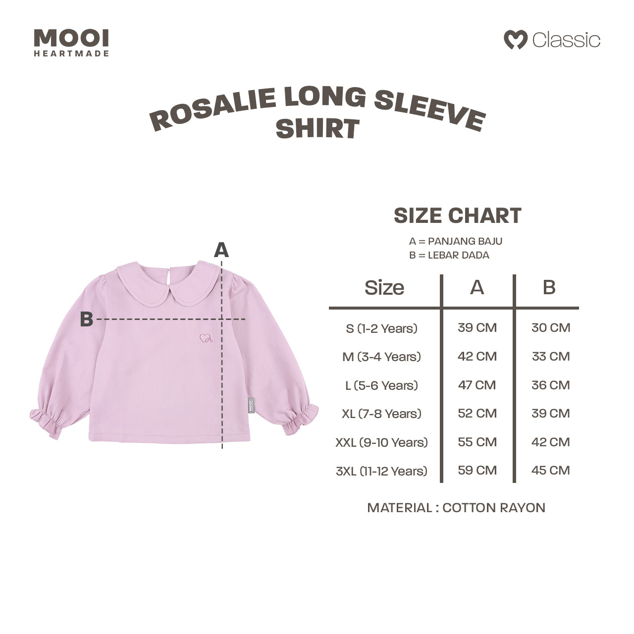 Mooi Atasan Anak Perempuan Rosalie Long Sleeve Shirt