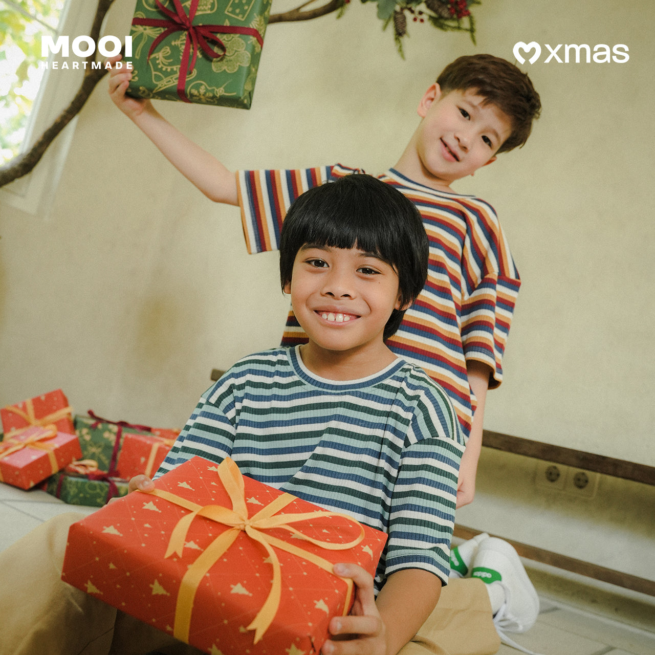 Mooi Kaos Anak Laki - Laki Christmas Collection Aiden Striped Tee