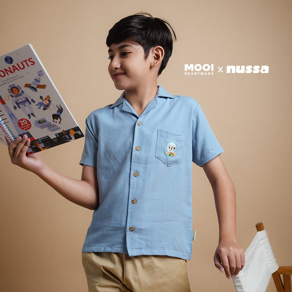 Mooi x Nussa Kemeja Anak Laki-Laki Nussa Pocket Shirt
