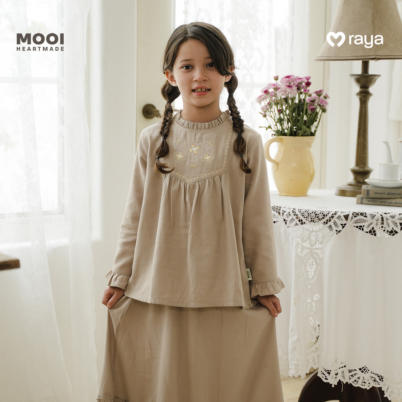 Mooi Setelan Anak Perempuan Raya Collection Hamnah Tunik Set