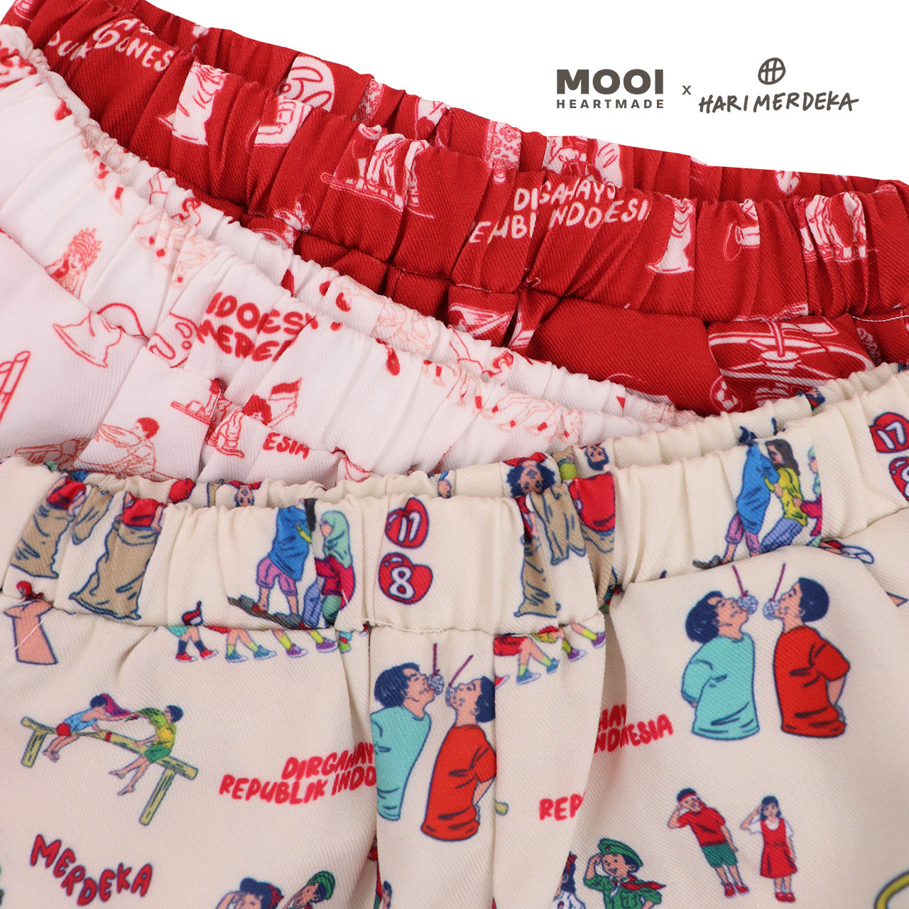 Mooi x Hari Merdeka Kaos Kemerdekaan Setelan Anak Pocket Tee Set Kemerdekaan