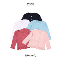 Mooi Atasan Anak Perempuan Comfy Rib Cardigan Ruffle