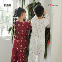 Mooi Setelan Anak Unisex Tencel Christmas Collection Christmas Pajamas Kids