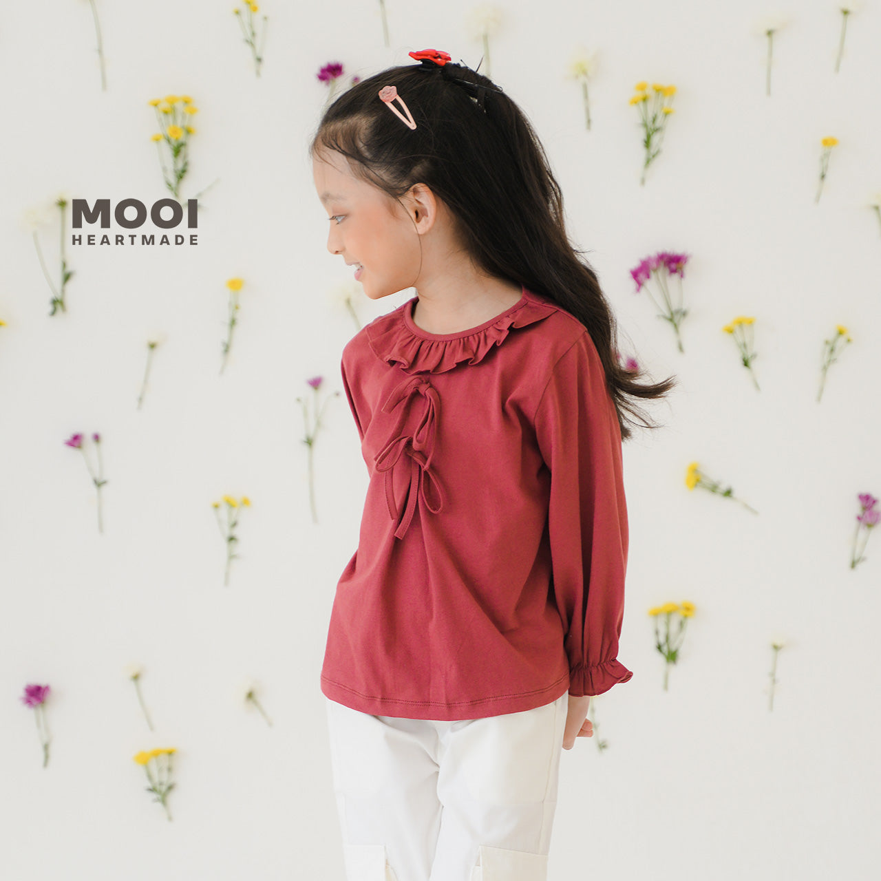 Mooi Atasan Anak Perempuan Nara Ruffle Top