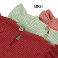 Mooi Setelan Anak Perempuan Rib Ruffle Set