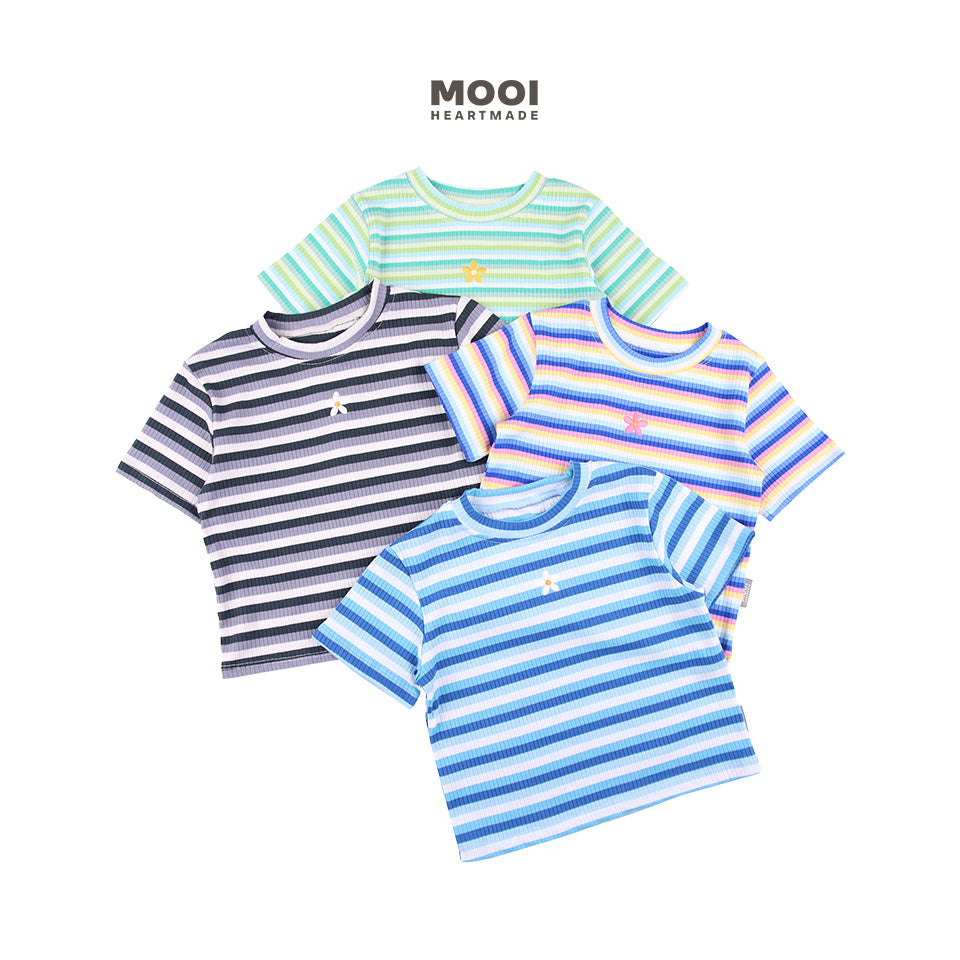 Mooi Atasan Anak Perempuan Lucy Rib Striped Tee