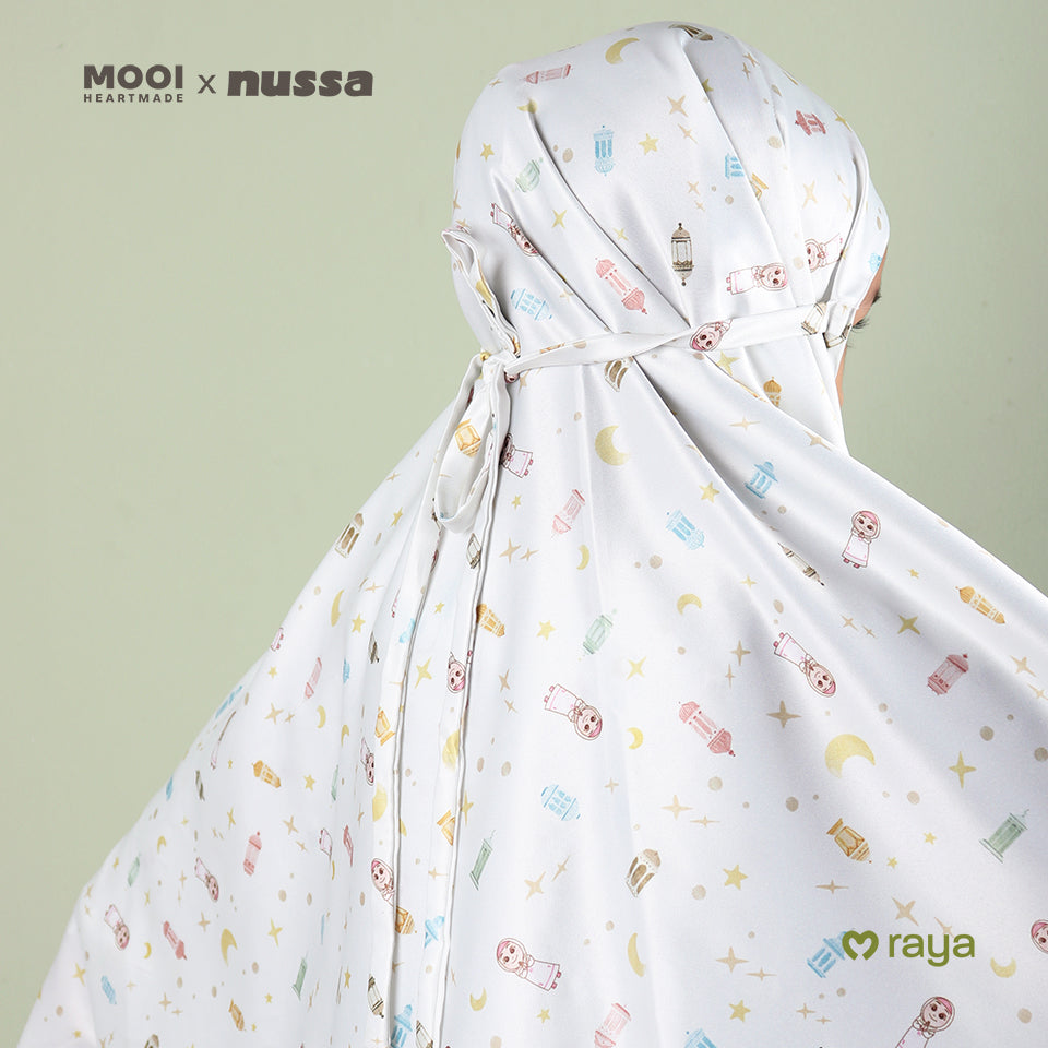 Mooi x Nussa Rarra Mukena Set Print Mukena Anak Perempuan Raya Collection