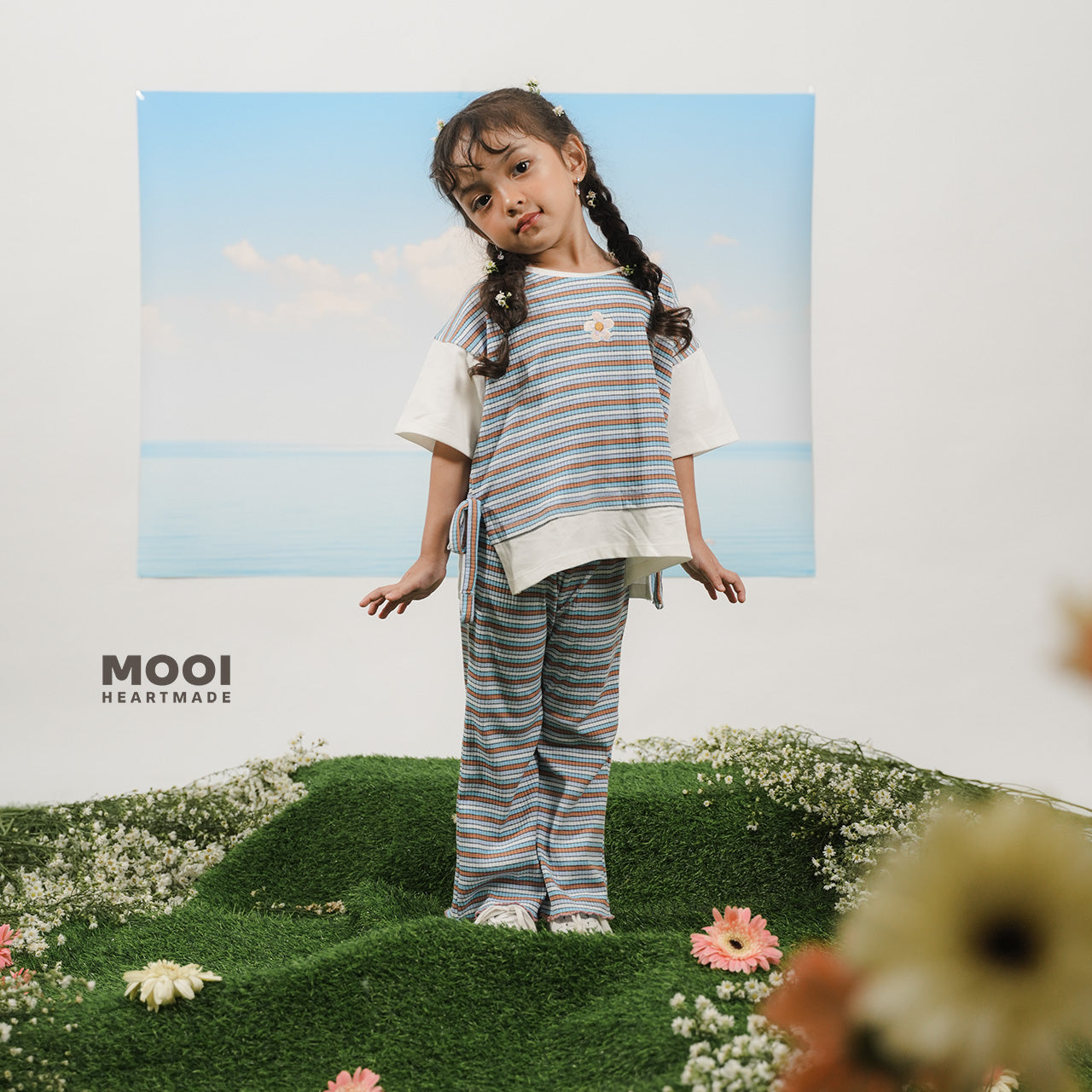 Mooi Celana Panjang Anak Perempuan Hinata Rib Striped Pants