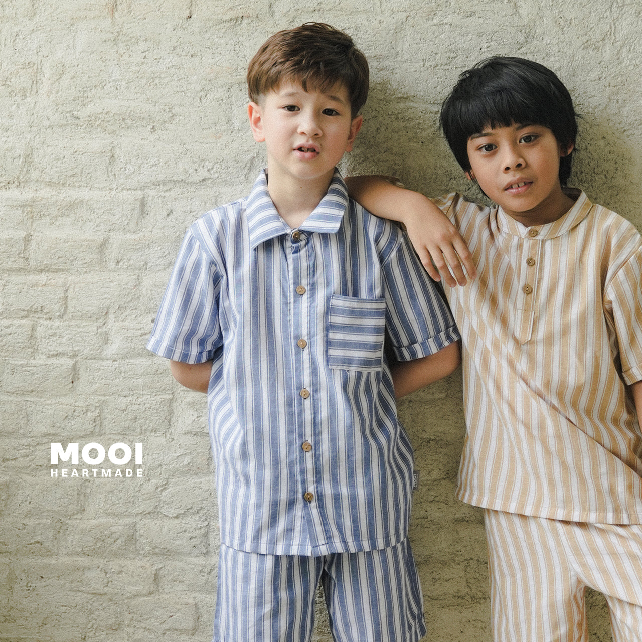 Mooi Kemeja Anak Laki-laki Kemeja Katun Motif Dion Striped Shirt