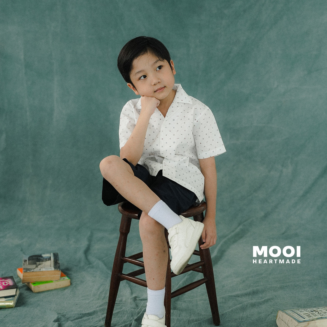 Mooi Kemeja Anak Laki - Laki Kemeja Katun Motif Gama Shirt