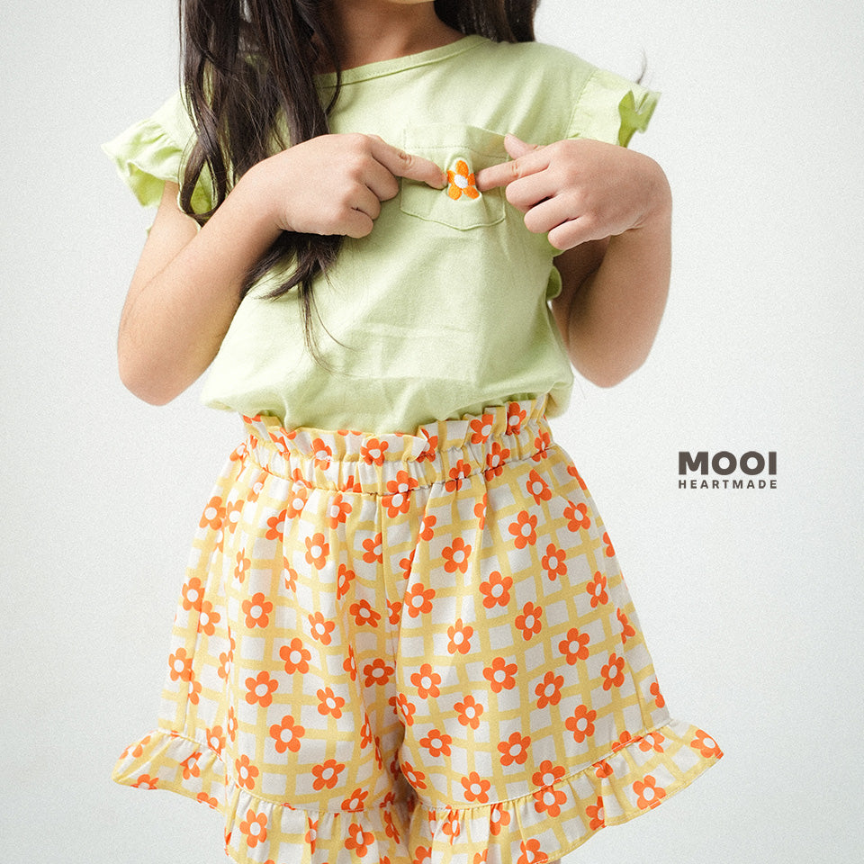 Mooi Setelan Anak Perempuan Ruffle Pocket Tee