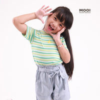 Mooi Atasan Anak Perempuan Lucy Rib Striped Tee