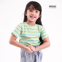 Mooi Atasan Anak Perempuan Lucy Rib Striped Tee