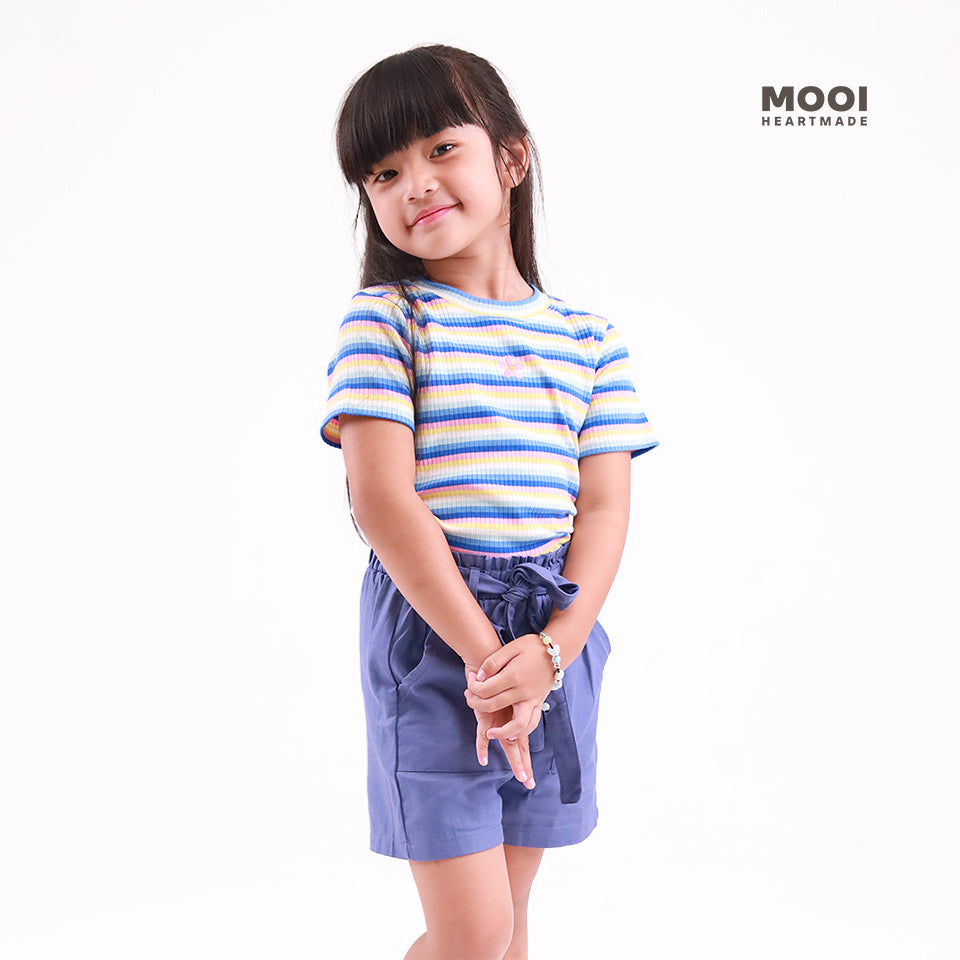 Mooi Atasan Anak Perempuan Lucy Rib Striped Tee