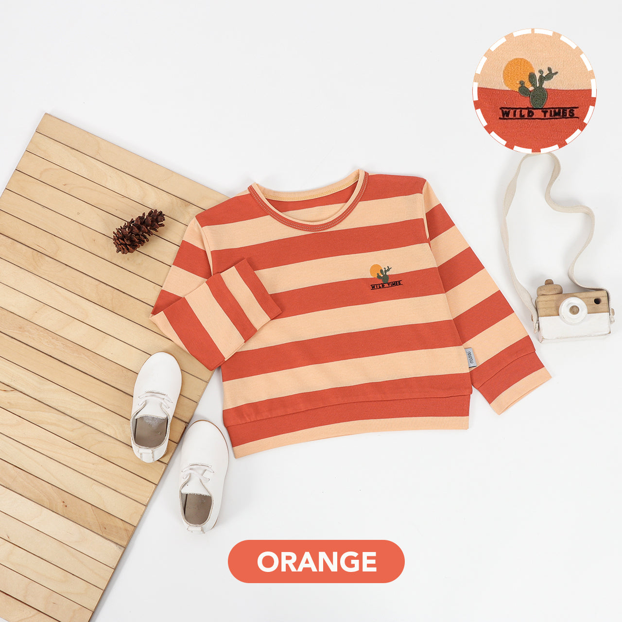 Mooi Kaos Anak Lengan Panjang Barrel Striped Top