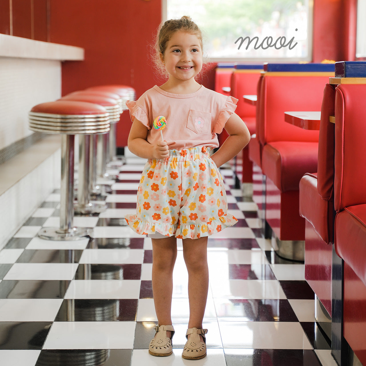 Mooi Setelan Anak Perempuan Ruffle Pocket Tee